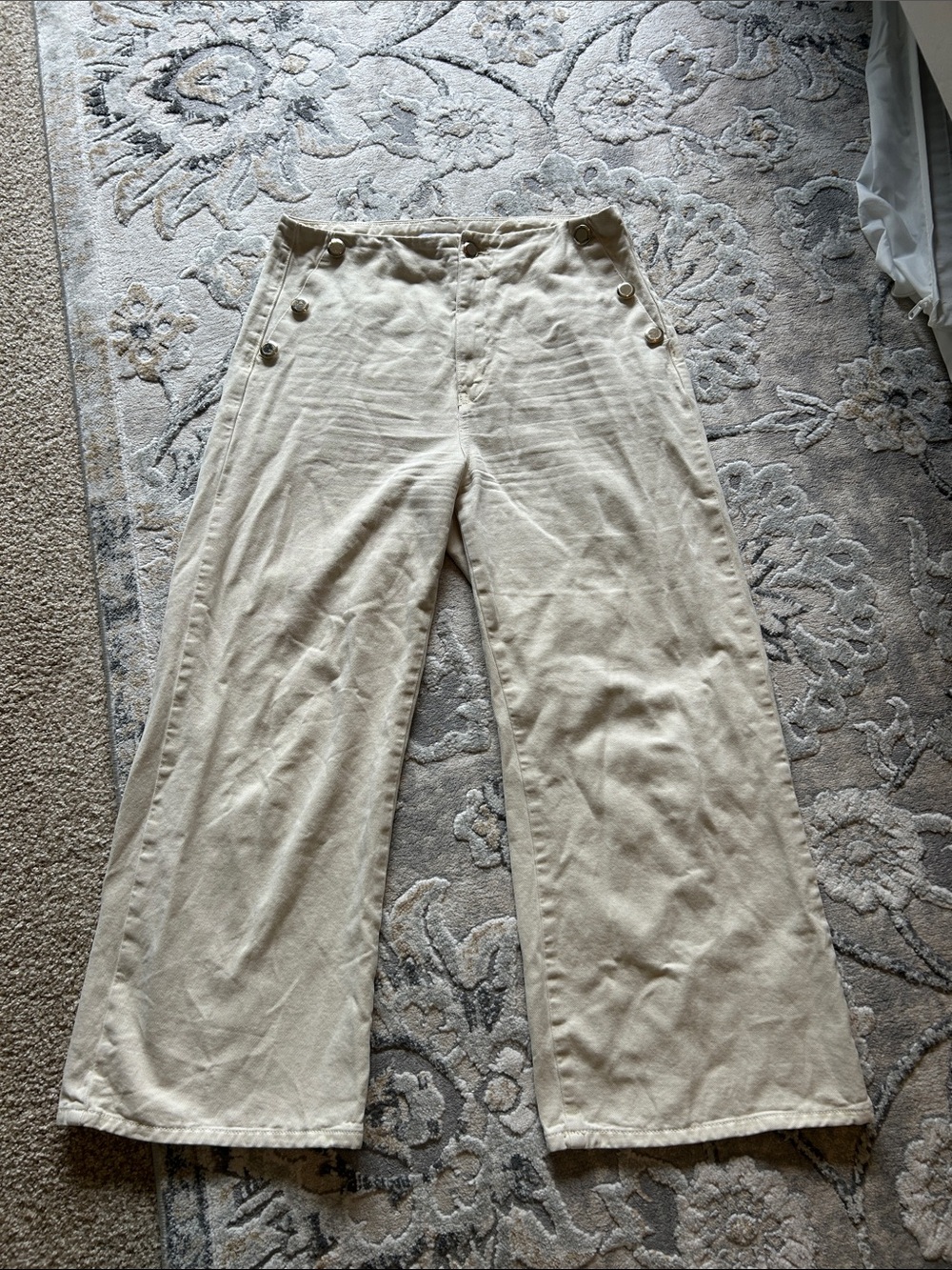 Zara High-Waist Wide Leg Sailor Pants in Beige